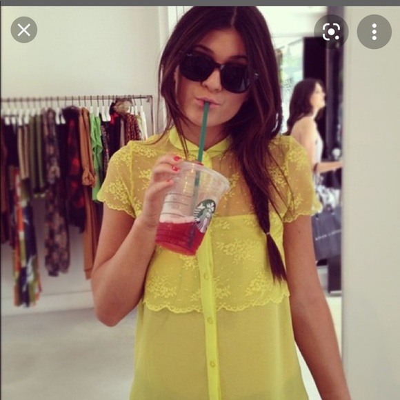 Neon lace button up shirt - Picture 7 of 7